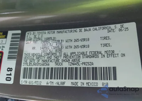 2025 Toyota Tacoma Trd Sport from USA, damaged, VIN 3TMLB5JN8SM160366